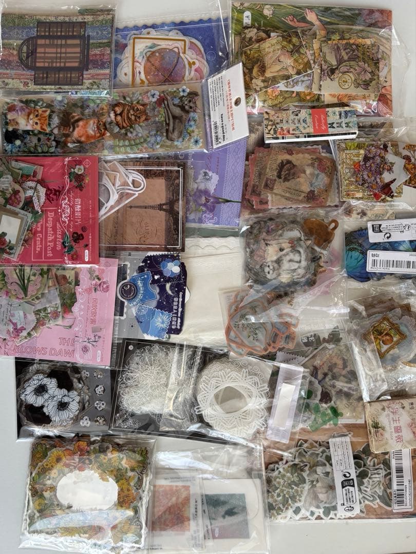 値下げ　コラージュ素材　シール　紙モノ　硫酸紙入り　まとめ売り　80サイズ