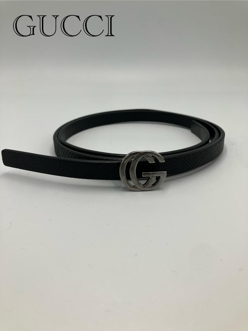 GUCCI GGマーモント レザー シルバー金具 ベルト 表記サイズ 75・30