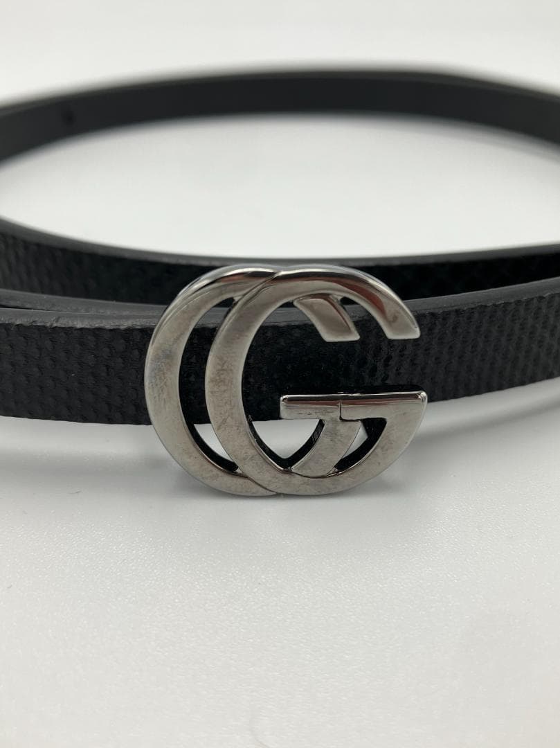 GUCCI GGマーモント レザー シルバー金具 ベルト 表記サイズ 75・30