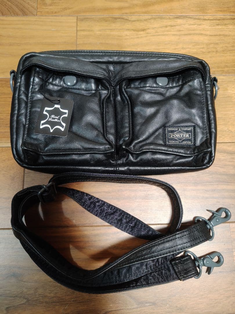 【希少 レザー】ポーター タンカー ショルダーバッグ ブラック 黒 廃盤