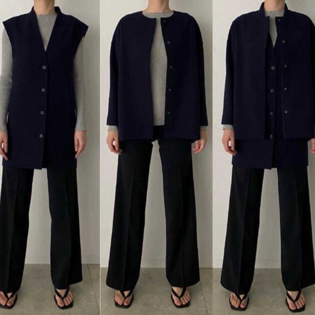 【極美品】yonfa ヨンファ　ジレショートコートセット　ジレセット free