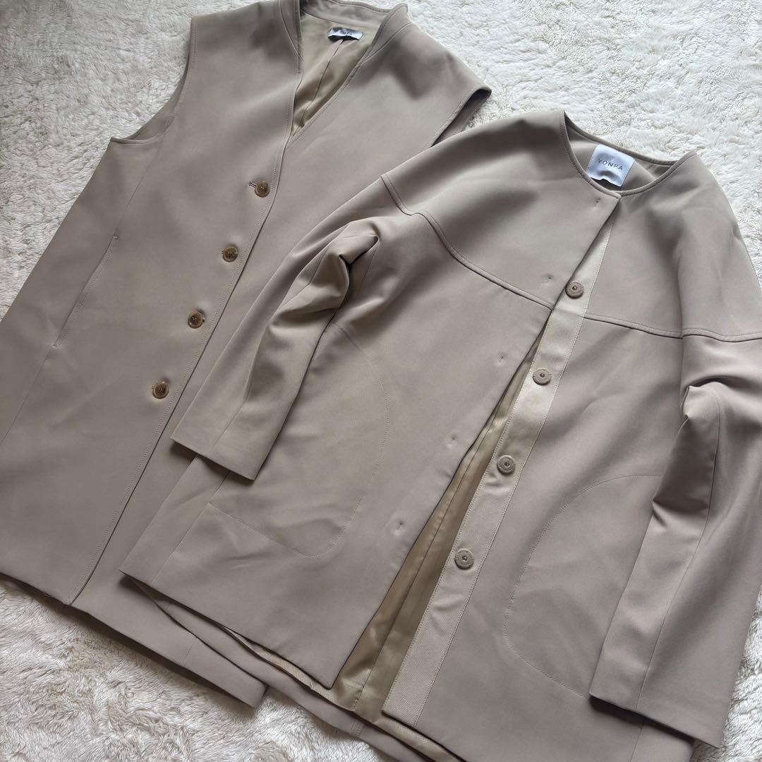 【極美品】yonfa ヨンファ　ジレショートコートセット　ジレセット free
