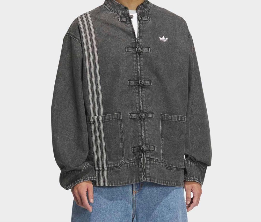 年末限定セール　黒　サイズXS adidas デニムジャケット　チャイナボタン