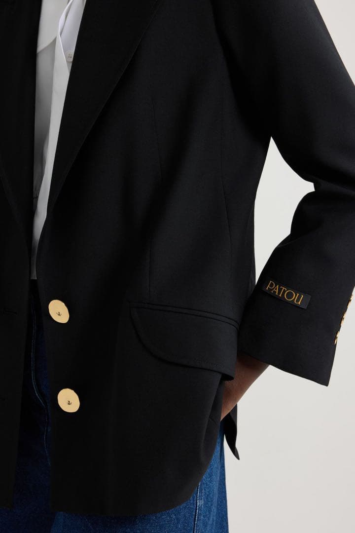 定価21万 PATOU パトウ 金ボタン ウール ジャケット 40 黒