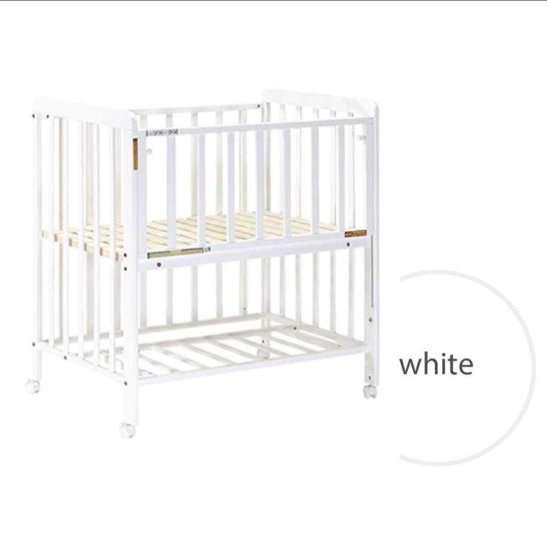 【のん】ベビーベッド　ミニサイズ　ホワイト　完売品　ヤトミ　超美品　双子