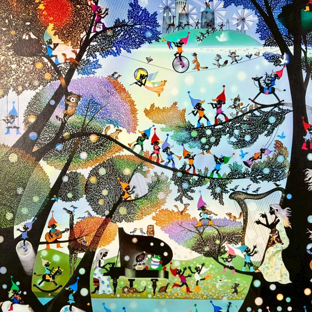 美品 藤城清治「こびとの楽園」レフグラフ 直筆サイン保証書有 影絵作家 メルヘン