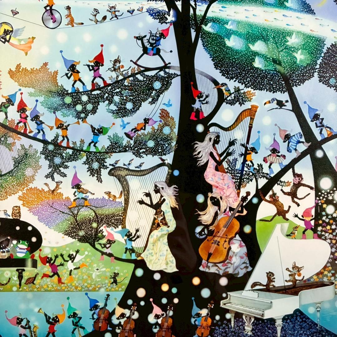 美品 藤城清治「こびとの楽園」レフグラフ 直筆サイン保証書有 影絵作家 メルヘン