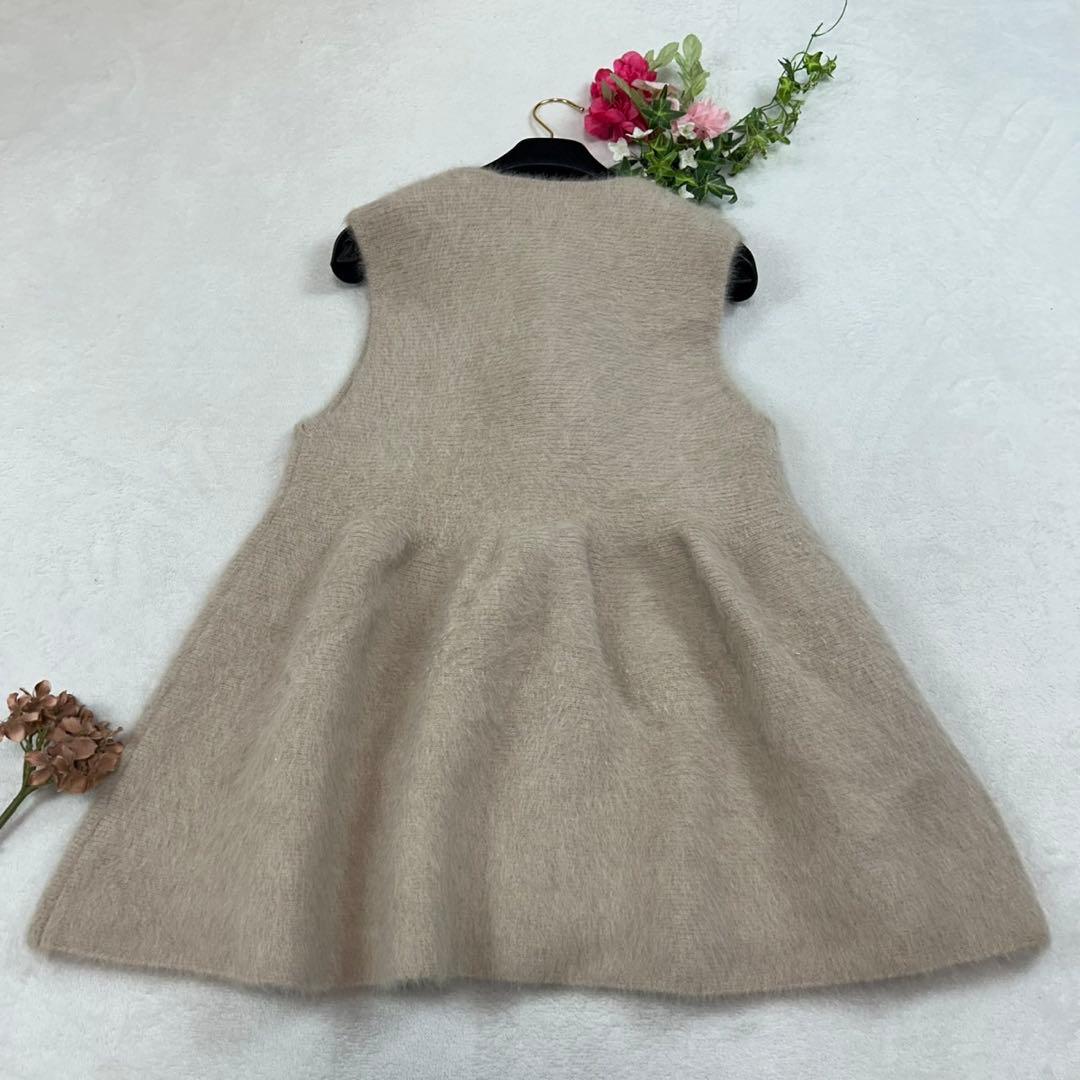 K49 美品 F ユナイテッドアローズ フォックス混 フリル ベスト レディース