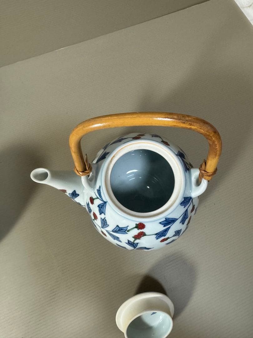 2199 源右衛門 染錦苺絵 茶器セット　急須1客　湯呑5客