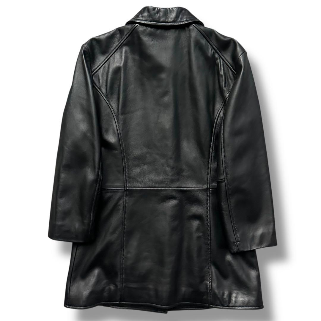 極美品 コーチ シグネチャー 本革 ライダース シングル レディース 黒 S