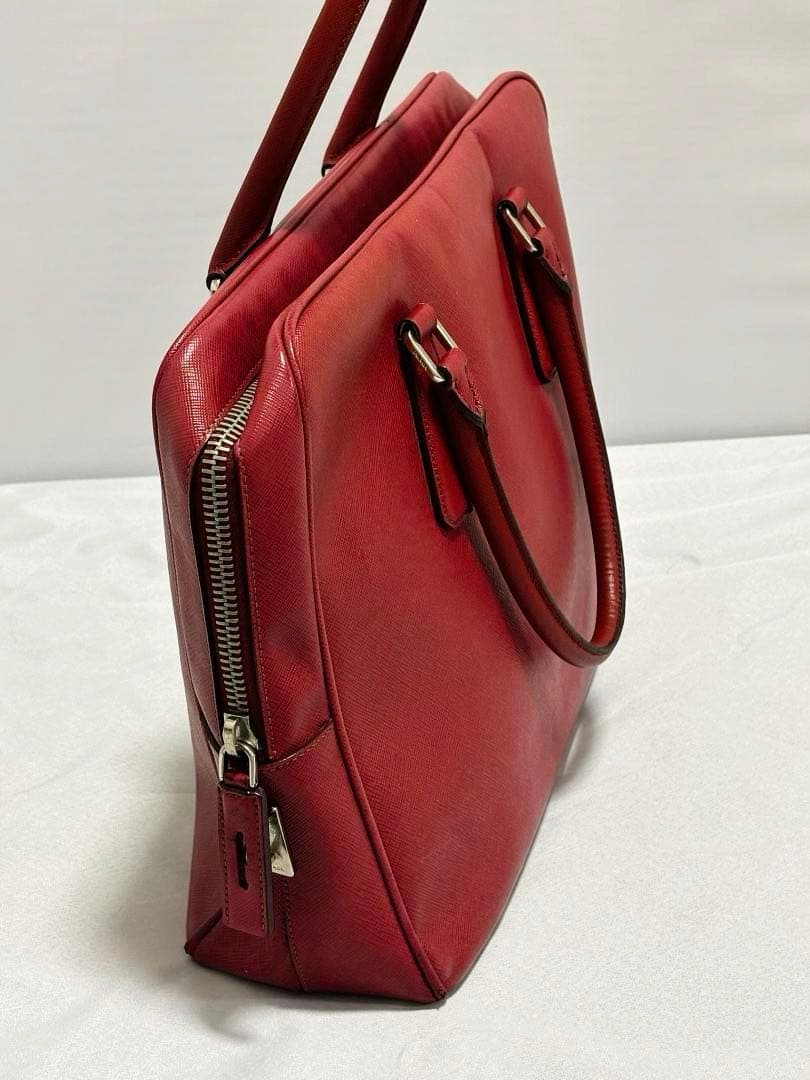 bori PRADA サフィアーノレザー バッグ レッド　ブリーフケース