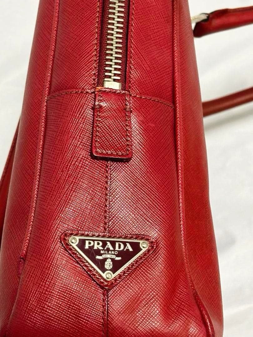 bori PRADA サフィアーノレザー バッグ レッド　ブリーフケース