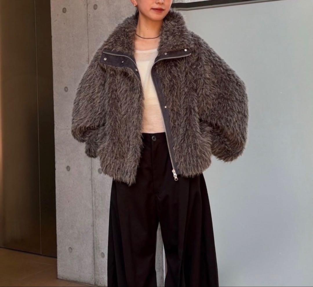 knuth marf shaggy collar coat グレー