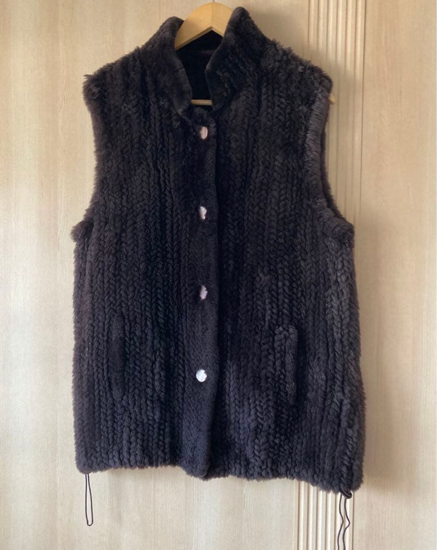 美品 ムーンバット ヌートリア　毛皮 ベスト　ジレ　ダークブラウン