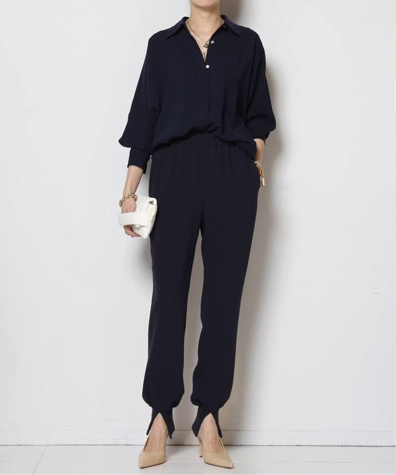 L'Appartement Col Pierrot スソリブパンツ NAVY