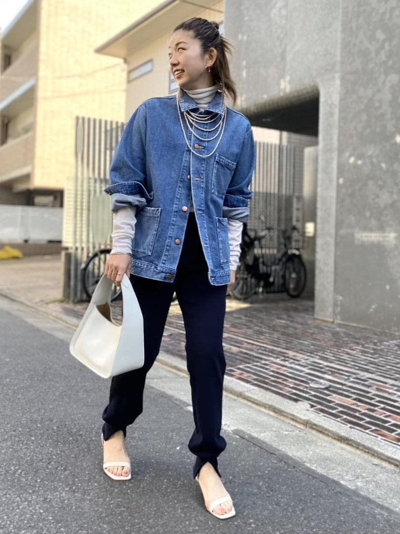 L'Appartement Col Pierrot スソリブパンツ NAVY