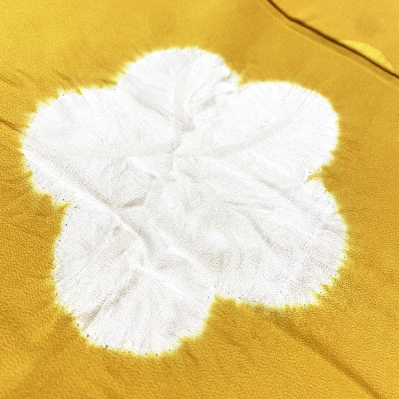 503u29☆振袖用長襦袢 辛子色 部分絞り /裄69.6袖丈111.2/☆美品