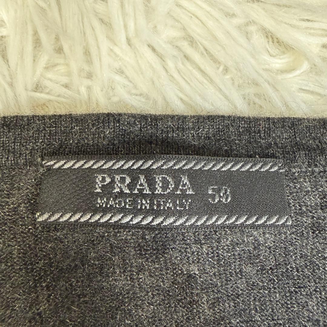PRADA カシミヤ100% クルーネック チャコールグレー ニット XL