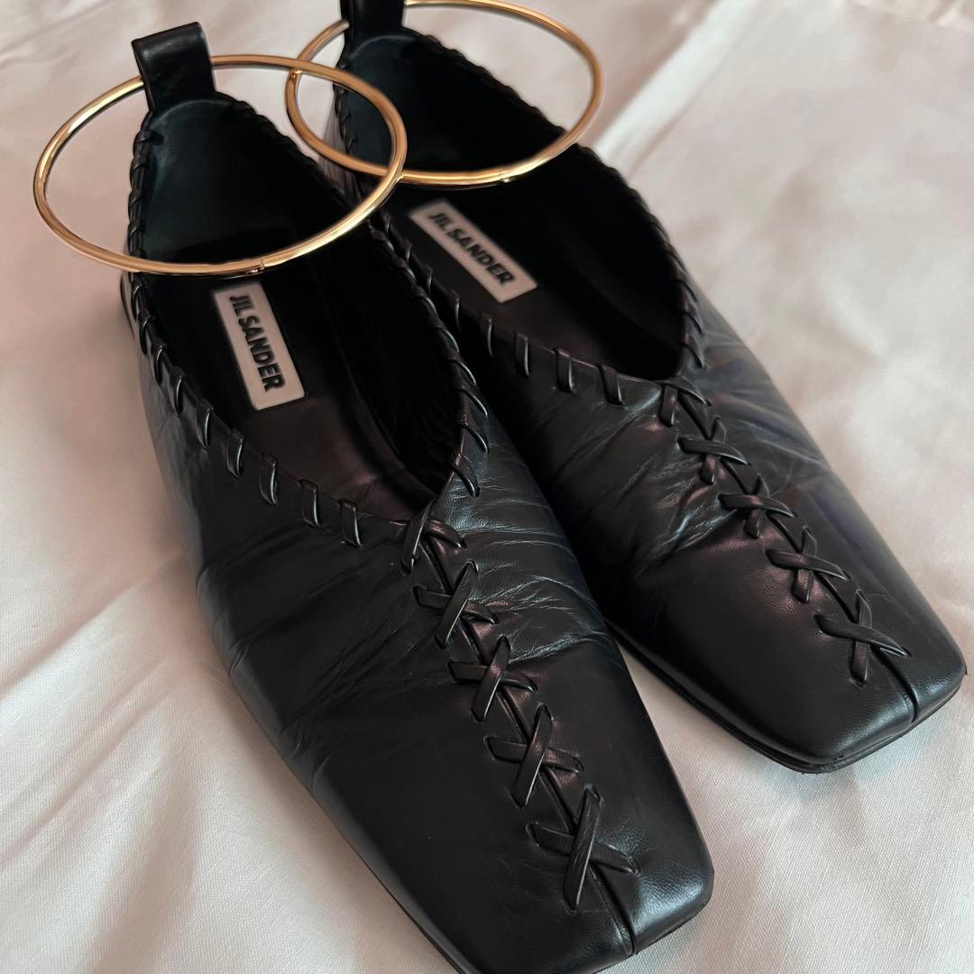 【超美品】 裏張り済 ジルサンダー バレリーナ 24 黒 JIL SANDER