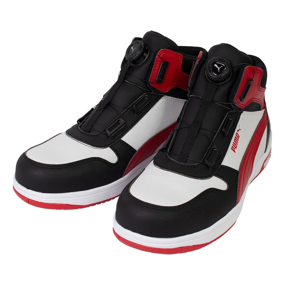 プーマ安全靴#63.212 25.5cmフロントコートブラック＆ホワイトレッドミ