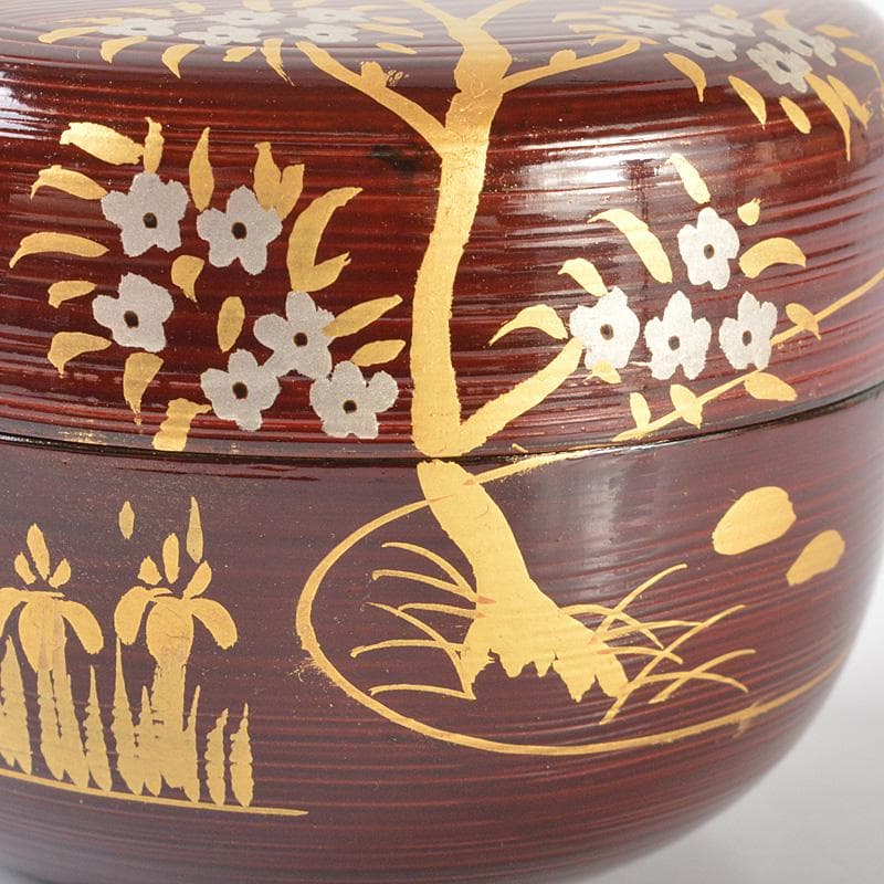 toco　千穂造　井伊大老好橘に水鳥蒔絵溜刷毛目小棗　共箱　V5789