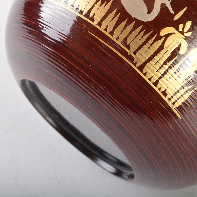 toco　千穂造　井伊大老好橘に水鳥蒔絵溜刷毛目小棗　共箱　V5789