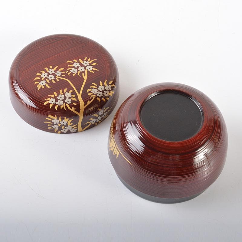 toco　千穂造　井伊大老好橘に水鳥蒔絵溜刷毛目小棗　共箱　V5789