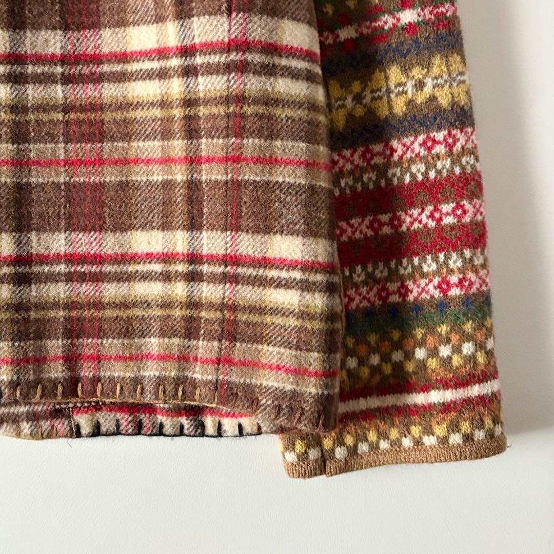 希少　ピンクハウス　ウール　ワッペン　フェアアイル柄　チェック柄　ジャケット