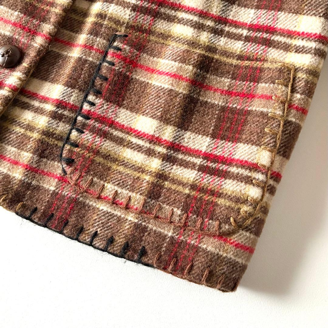 希少　ピンクハウス　ウール　ワッペン　フェアアイル柄　チェック柄　ジャケット