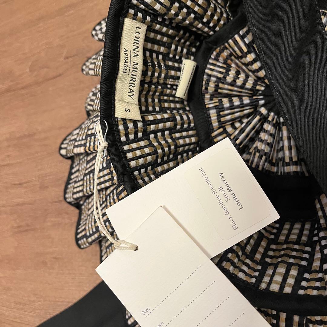 【タグ付き】ローナマーレイLorna Murray 麦わら帽子 S 黒白チェック