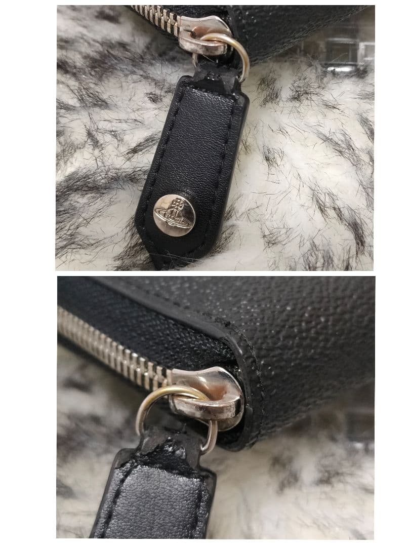 Vivienne Westwood 長財布 ブラック レザーラウンドメタルオーブ