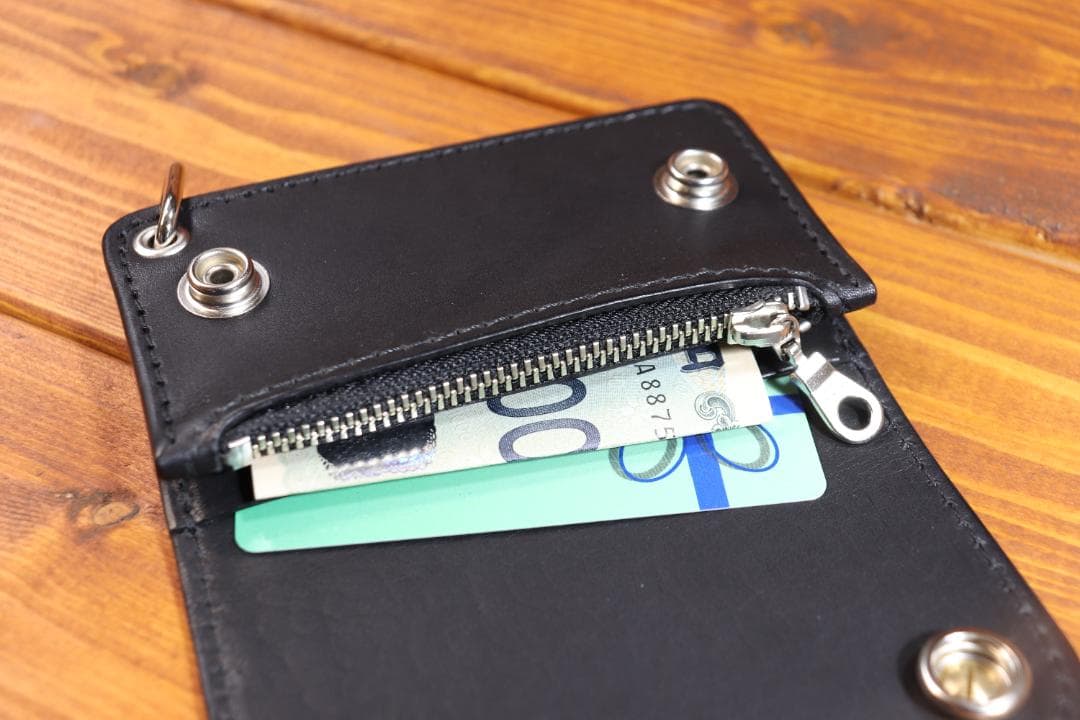 型押しクロコミニトラッカーウォレット　シルバー925アポロ コンチョ付き