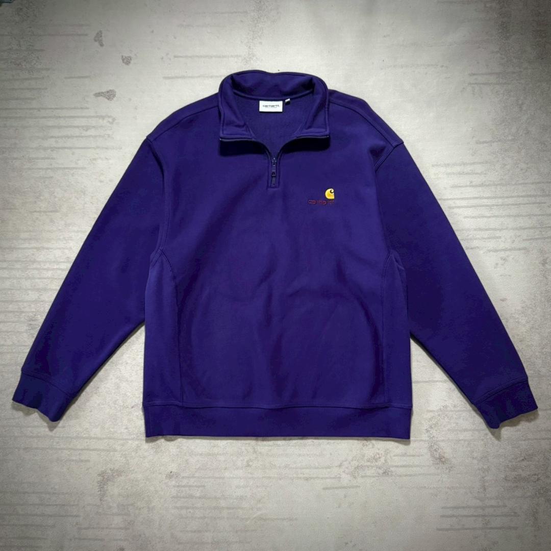 新品 carhartt ハーフジップ XL 刺繍 ロゴ スウェット