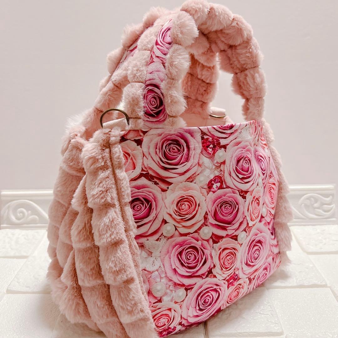 コヤンイサムチョン トートバッグ ♡ もふもふ猫 ピンク薔薇 ハンドメイド ルミ