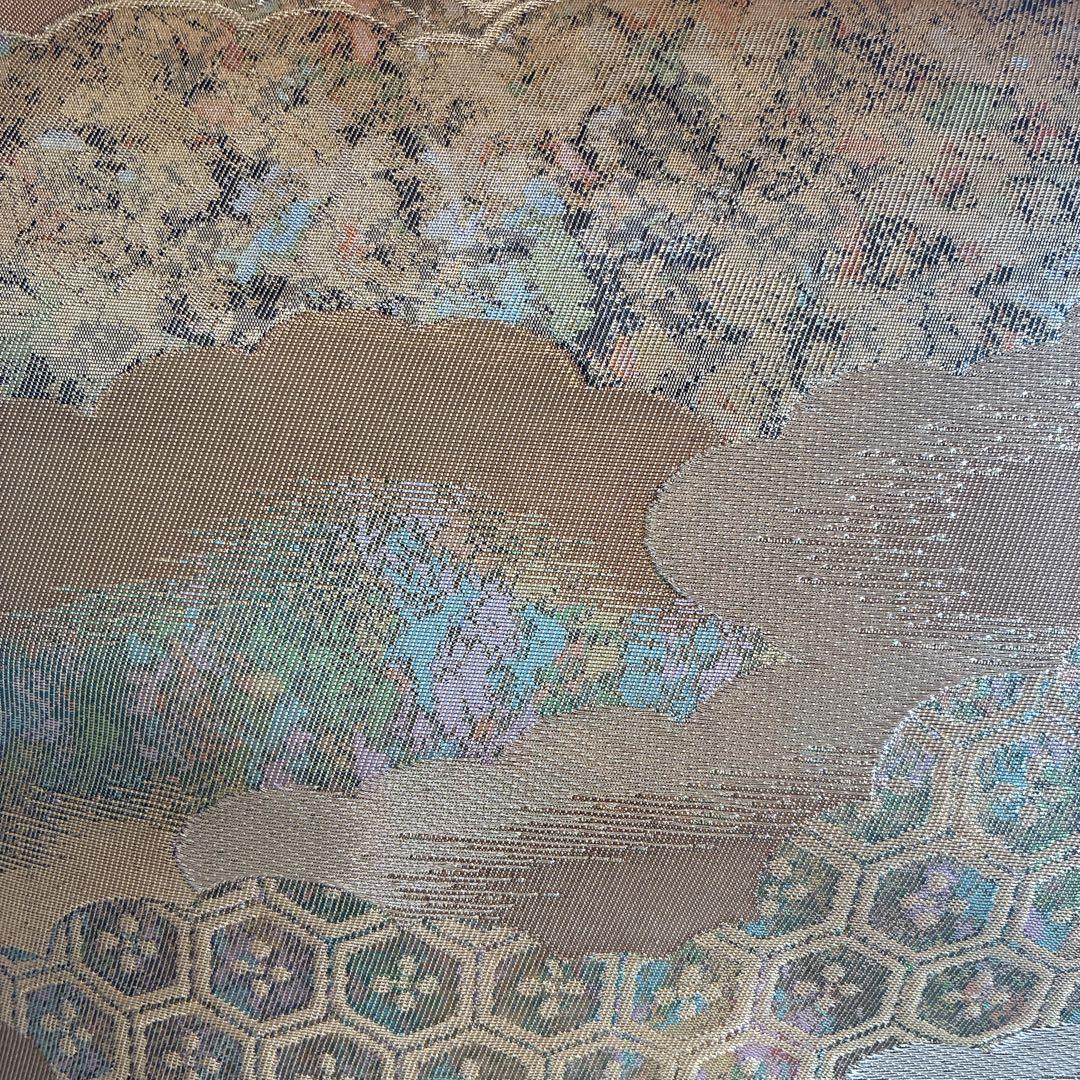 色無地　フルセット　着物　正絹　卒業式　入学式　植物地紋　山吹色　G9