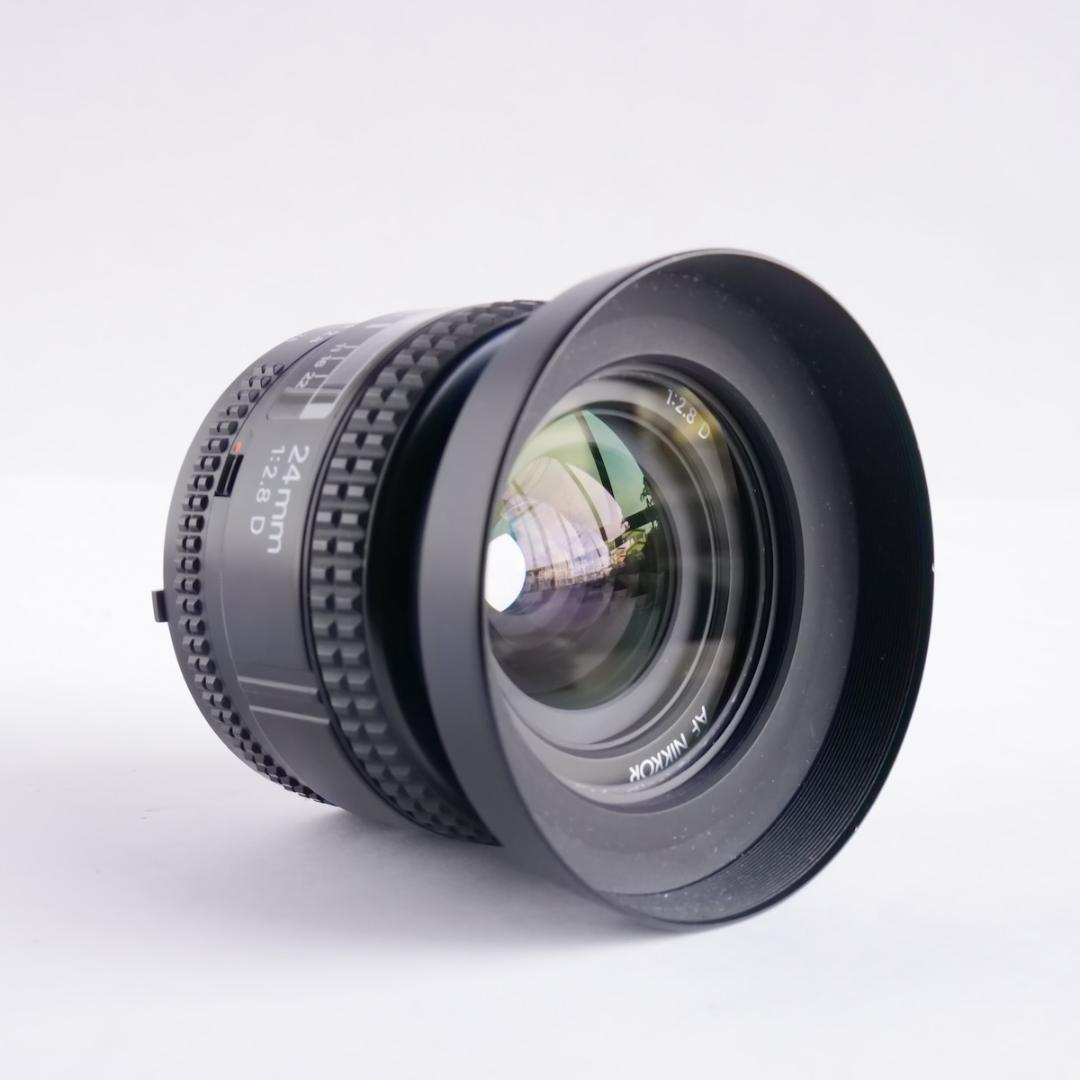 NIKKOR 24mm f/2.8 レンズ 純正フードHN-1付 美品