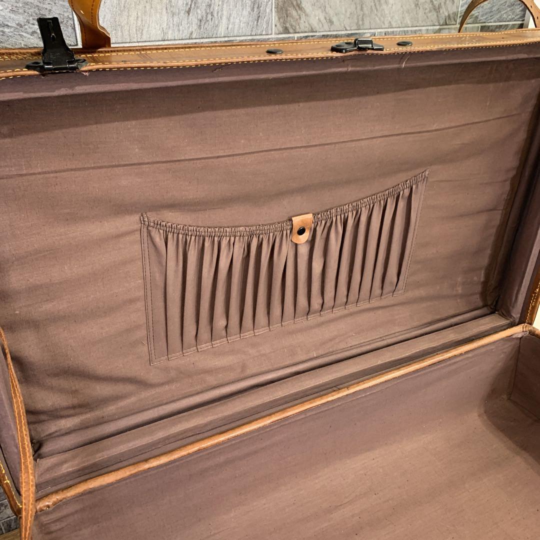 イタリア産　ヴィンテージ　レザー　本革　トランクケース　トラベルバッグ　キャメル