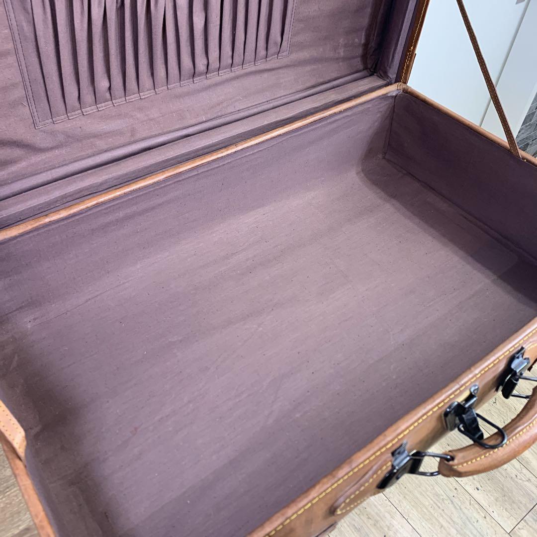 イタリア産　ヴィンテージ　レザー　本革　トランクケース　トラベルバッグ　キャメル