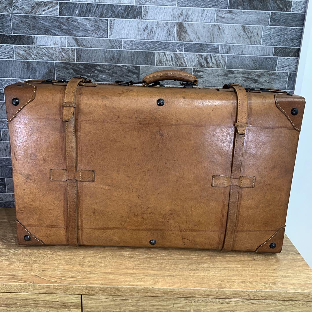 イタリア産　ヴィンテージ　レザー　本革　トランクケース　トラベルバッグ　キャメル