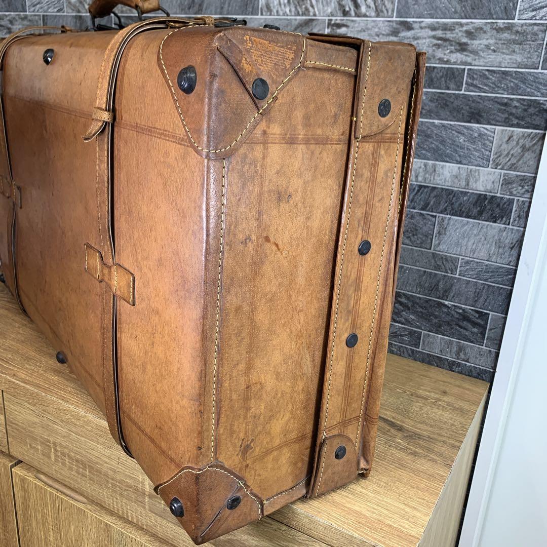 イタリア産　ヴィンテージ　レザー　本革　トランクケース　トラベルバッグ　キャメル