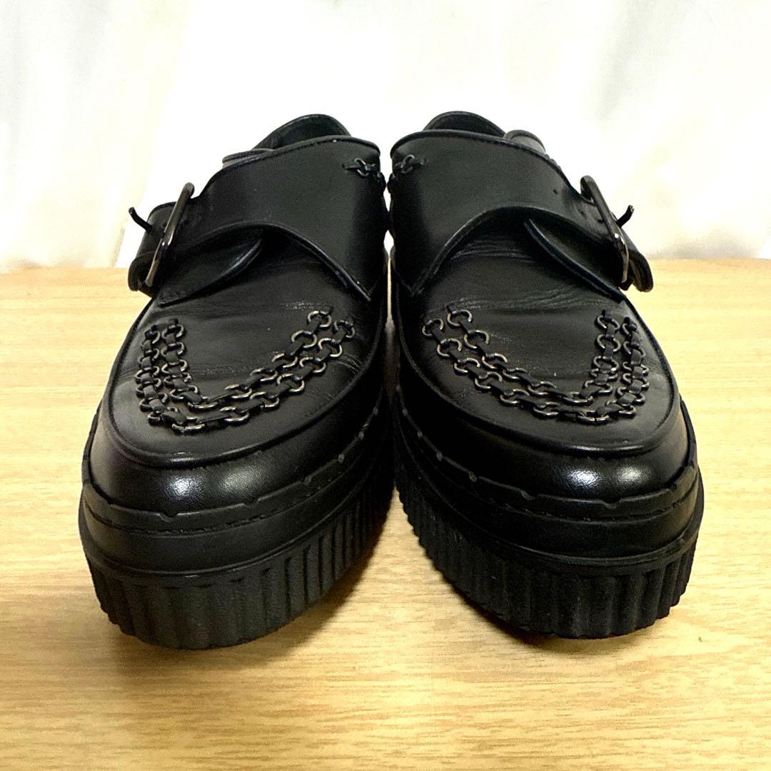 【美品】TOD'Sトッズ　レザーシューズ　ブラックチェーン装飾ローファー厚底