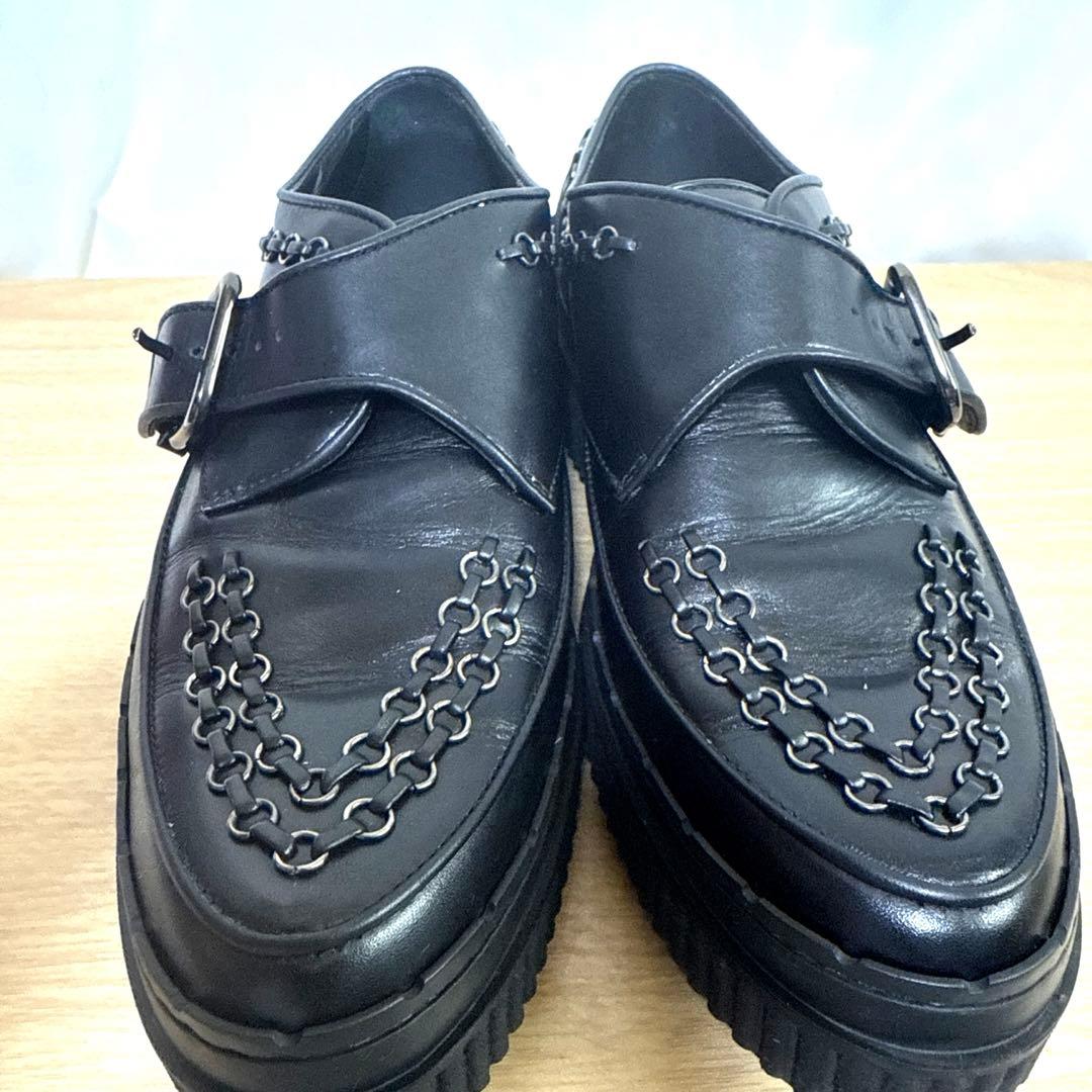 【美品】TOD'Sトッズ　レザーシューズ　ブラックチェーン装飾ローファー厚底