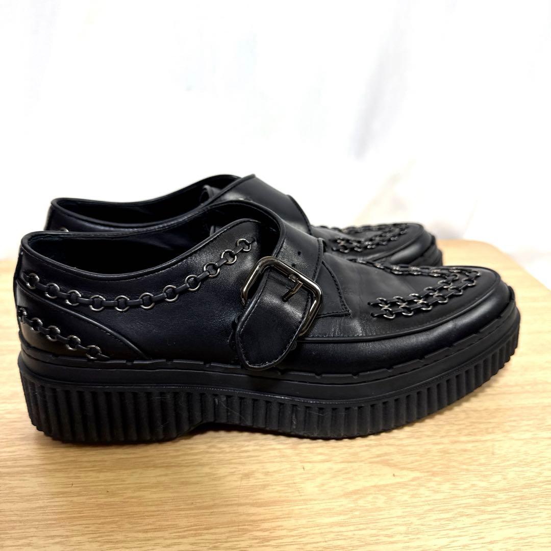 【美品】TOD'Sトッズ　レザーシューズ　ブラックチェーン装飾ローファー厚底