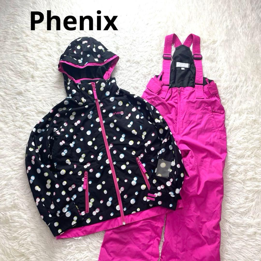美品✨フェニックス スキーウェア 上下 セット M 160 レディース 黒 総柄