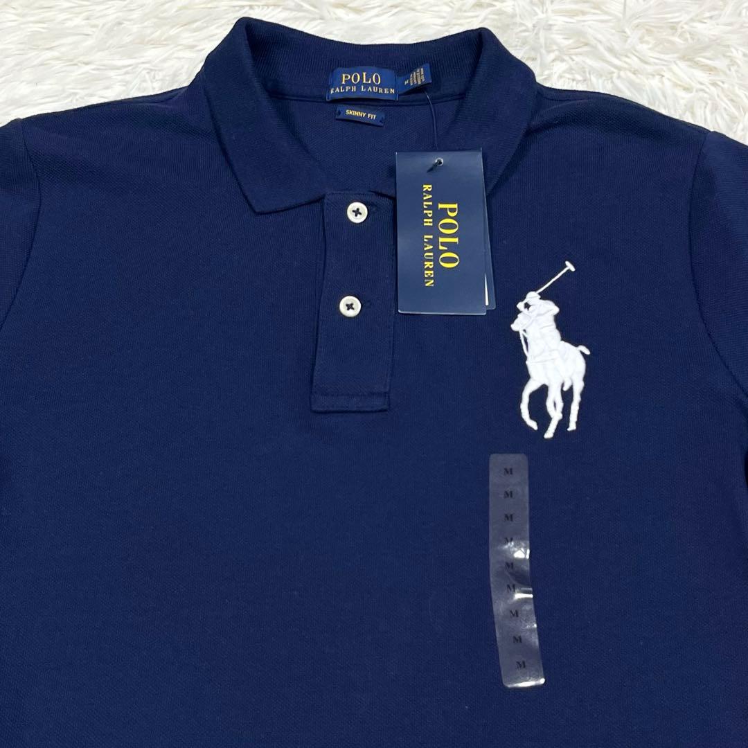 『新品』ラルフローレン ポロシャツ ビッグポニー ネイビー レディースMスキニー