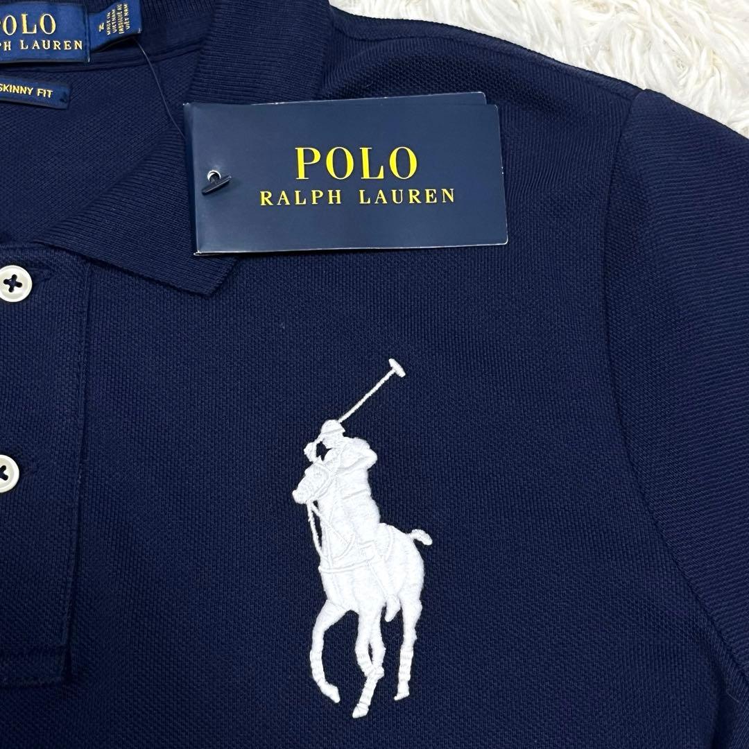 『新品』ラルフローレン ポロシャツ ビッグポニー ネイビー レディースMスキニー