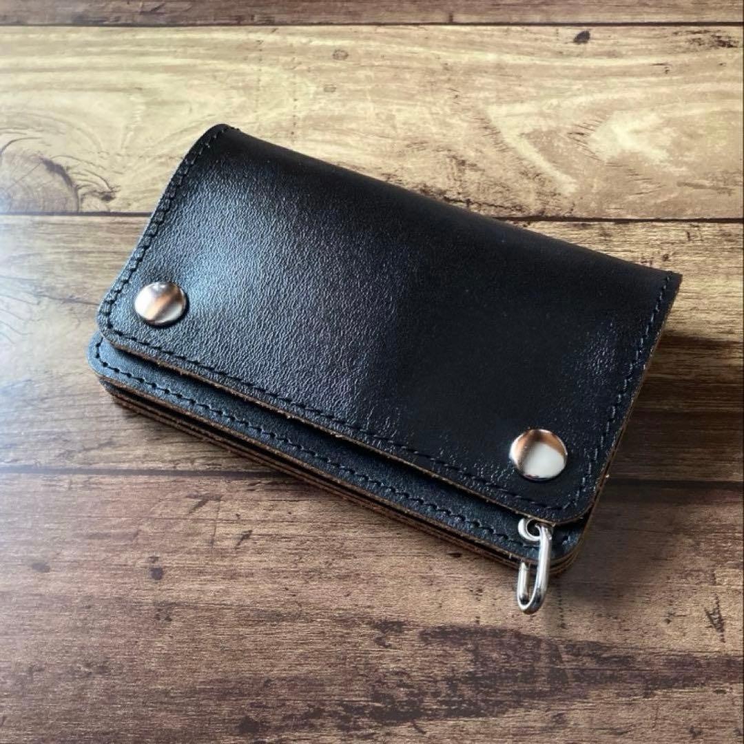 【あ】ミドルトラッカーウォレット 茶芯ブラック【お札を折らずに収納】