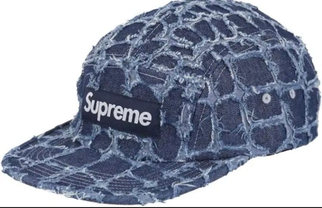 Supreme デニム風キャップ ネイビー
