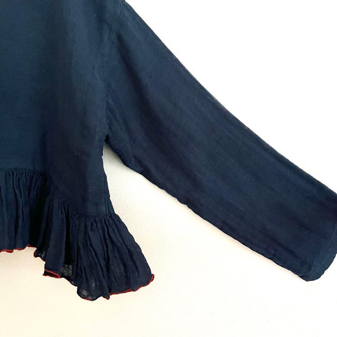 定価2.86万 ビアズリー カヤギャザーペプラムハオリ インディゴブルー