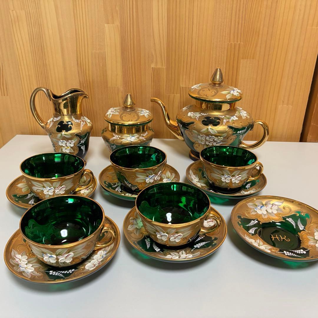 ヴェネチア製 LAGUNA MURANO GLASSムラーノ　グラスティーセット